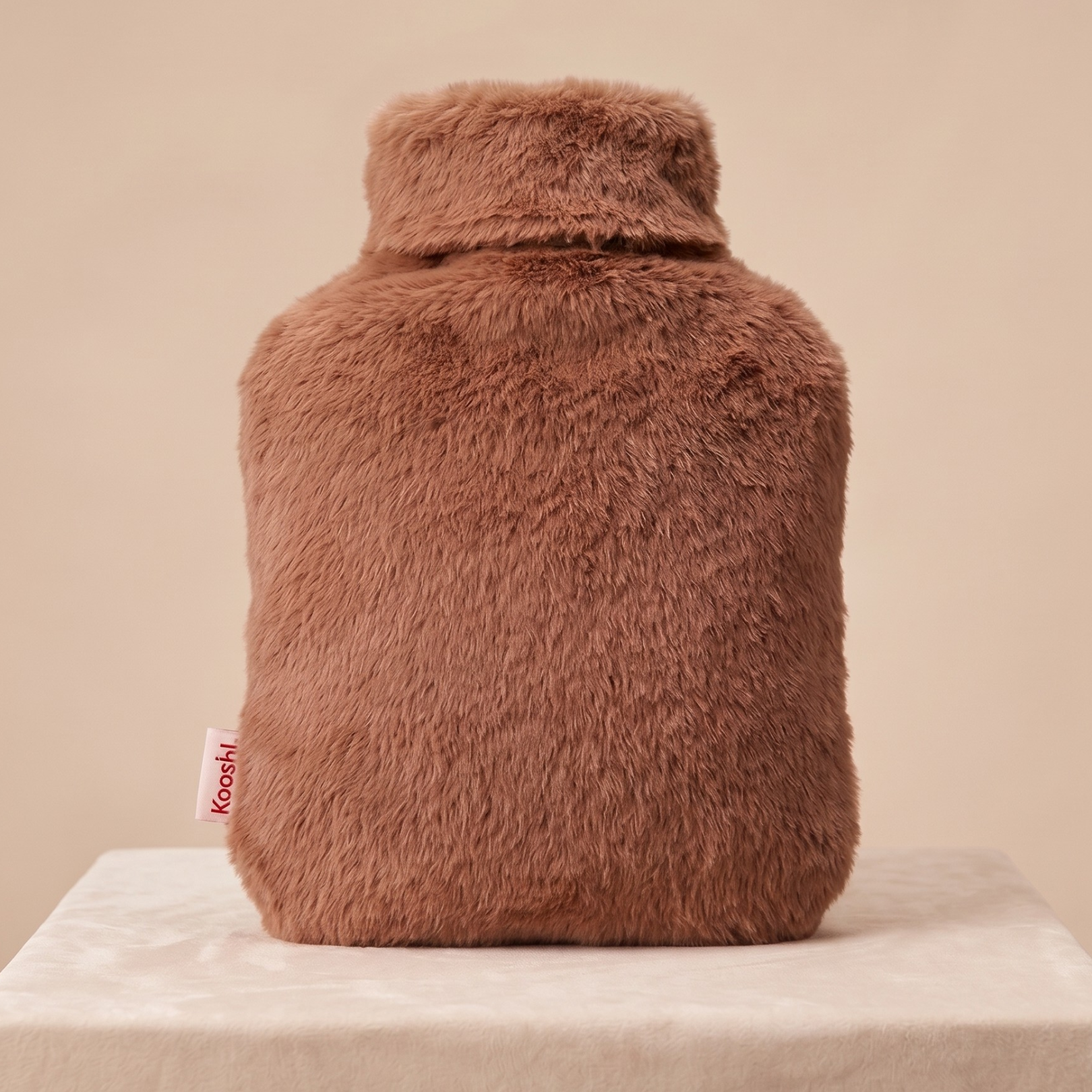 Kooshl Glow | Premium Heated Cushion | Soft Faux Fur Walnut
