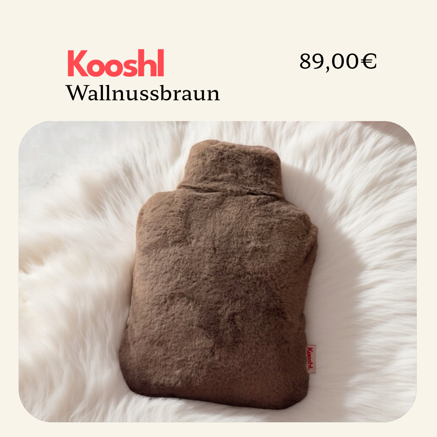 Kooshl Glow | Premium Wärmekissen| Kuschelfell Walnussbraun